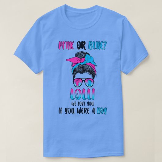 Weesroze of blauwe lolli-sekse onthullen partij t-shirt (Design voorkant)