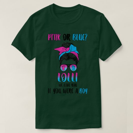 Weesroze of blauwe lolli-sekse onthullen partij t-shirt (Design voorkant)