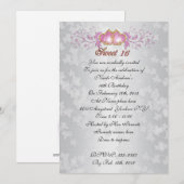 weet 16: Satin-look met roze harten Kaart (Voorkant / Achterkant)