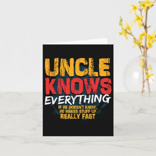 Weet alles grappige oom vaders dag geschenken kaart (Gele Bloem)