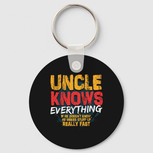 Weet alles grappige oom vaders dag geschenken sleutelhanger (Voorkant)