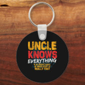 Weet alles grappige oom vaders dag geschenken sleutelhanger (Voorkant)