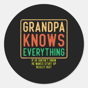 Weet alles grappige opa vaders dag ronde sticker
