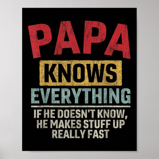 Weet Alles Grappige Vaderdag Papa Poster (Voorkant)