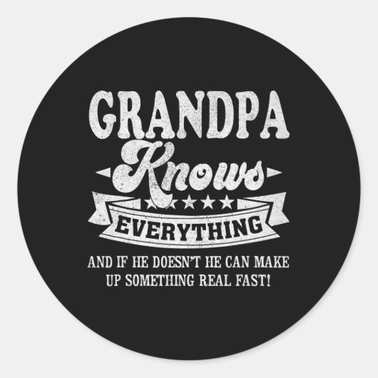 Weet alles Grappige Vaders Dag Mannen Papa Ronde Sticker (Voorkant)