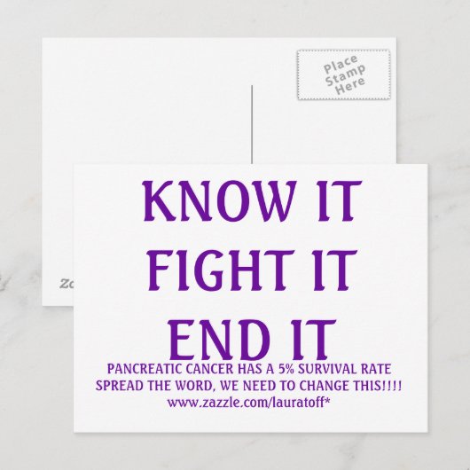 WEET DAT HET BESTRIJDT, PANCREATISCHE KANKER HEEFT BRIEFKAART (Voorkant / Achterkant)
