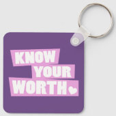 Weet dat je het waard bent van jezelf meer slogan  sleutelhanger (Achterkant)