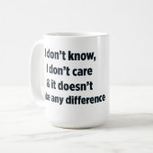 Weet het niet en maakt het niet uit koffiemok (Voorkant links)