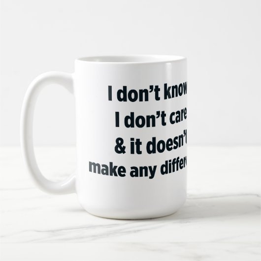 Weet het niet en maakt het niet uit koffiemok (Links)