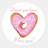 Weet je, ik hou van je hart Donut Ronde Sticker (Voorkant)