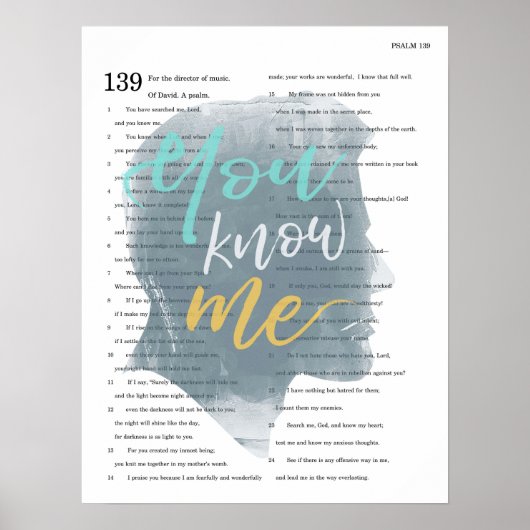 Weet je, psalm 139, mannetje Silhouette Poster (Voorkant)