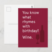 Weet je wat Rhymes W/Birthday is? Wijn Briefkaart (Voorkant / Achterkant)
