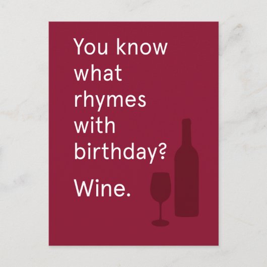 Weet je wat Rhymes W/Birthday is? Wijn Briefkaart (Voorkant)