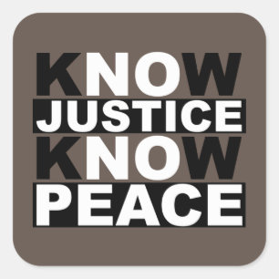 WEET JUSTICE VREDE VIERKANTE STICKER