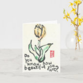 Weet u hoe mooi u bent? De kaart van de waterverf (Gele Bloem)