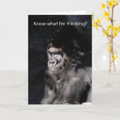 Weet wat ik denk Grappige Gorilla Verjaardag Kaart (Gele Bloem)