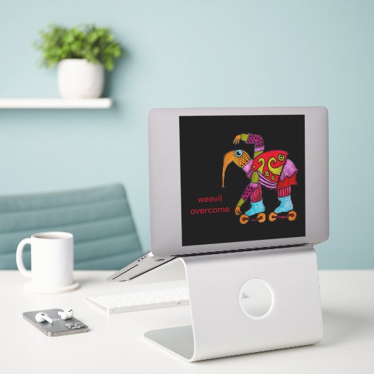 Weevil Overwin Grote Vinyl sticker (Laptop op bureau)