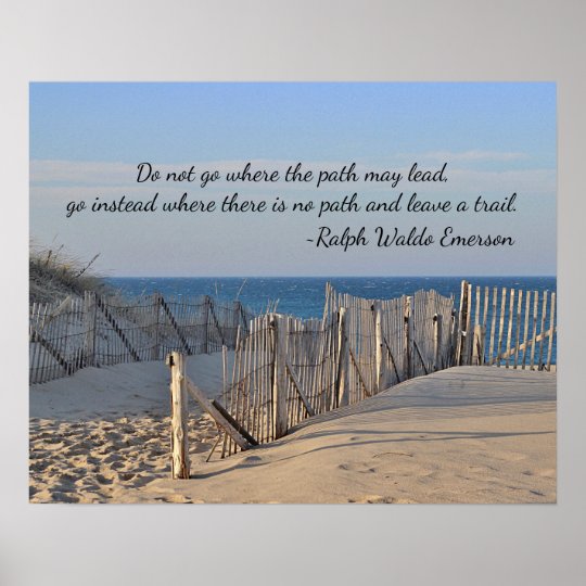 Weg aan het strand met citaat poster