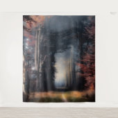 Weg aan licht in een boombos wandkleed (Voorkant)