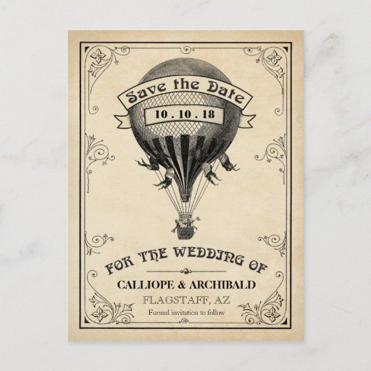 Weg-ballonvaarding met warme lucht Aankondigingskaart (Voorkant)