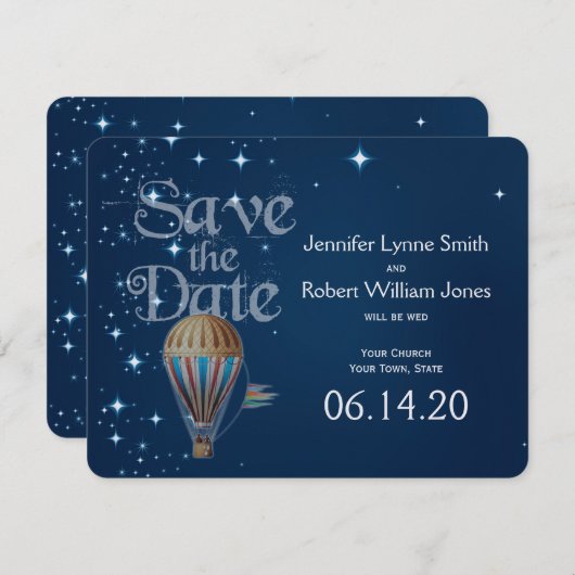 Weg-ballonvaarding met warme lucht Save The Date (Voorkant / Achterkant)