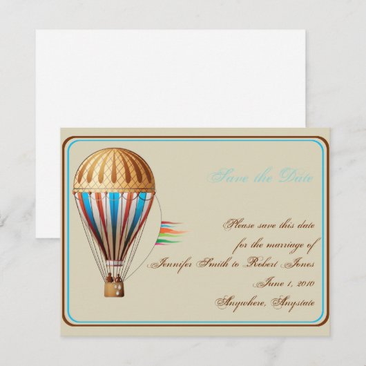  Weg-ballonvaarding met warme lucht Save The Date (Voorkant / Achterkant)