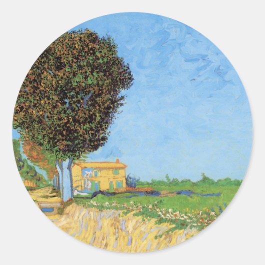 Weg bij Arles door Vincent van Gogh Ronde Sticker (Voorkant)