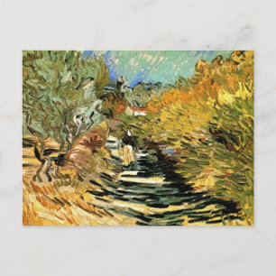 Weg bij Saint-Rémy met figuur door Vincent van Gog Briefkaart