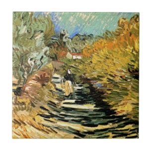 Weg bij Saint-Rémy met figuur door Vincent van Gog Tegeltje