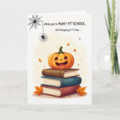 Weg bij School Funny Halloween Schattige Spider Dr Kaart (Voorkant)