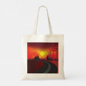 Weg bij zonsondergang Canvas tas (Achterkant)