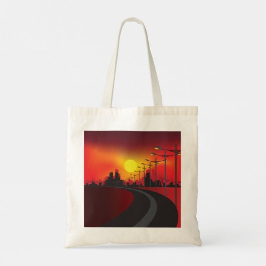 Weg bij zonsondergang Canvas tas (Achterkant)