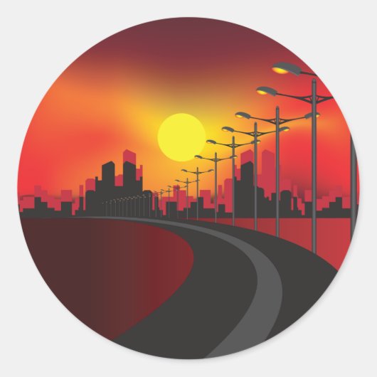 Weg bij zonsondergang Stickers (Voorkant)