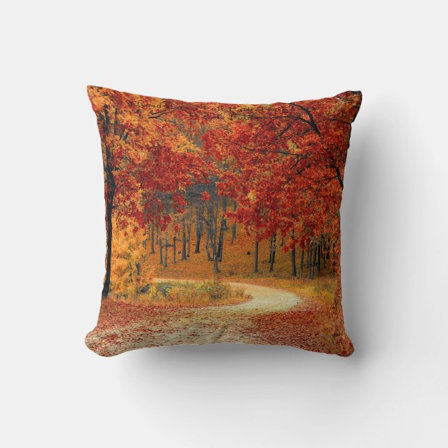 Weg Bos Herfst Pad Worp Kussen (Voorkant)
