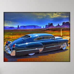 weg die een geschilderde lucht overspoelt poster