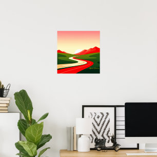 Weg die kronkelt naar de zon poster