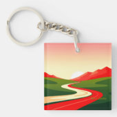 Weg die kronkelt naar de zon sleutelhanger (voorkant)