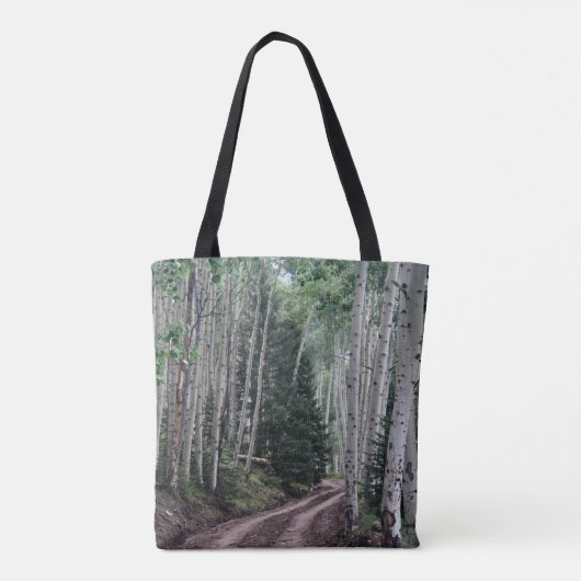 Weg door de berk tote bag (Achterkant)