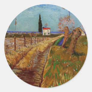Weg door een veld, Willows door Vincent van Gogh Ronde Sticker