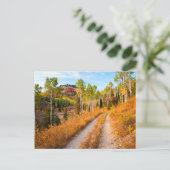 Weg door herfstkleuren briefkaart (Staand voorkant)