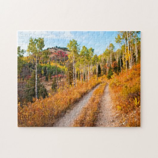 Weg door herfstkleuren legpuzzel (Horizontaal)