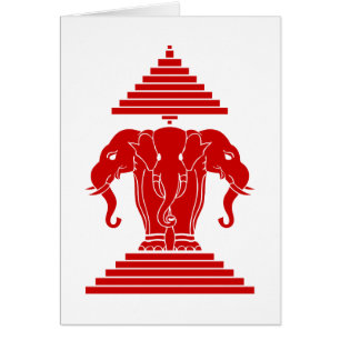 Weg drie kopende olifant Lao/Laos vlag