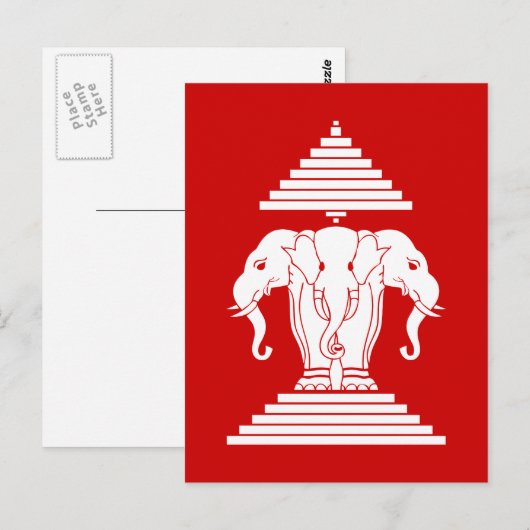 Weg drie kopende olifant Lao/Laos vlag Briefkaart (Voorkant / Achterkant)