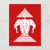 Weg drie kopende olifant Lao/Laos vlag Briefkaart (Voorkant)