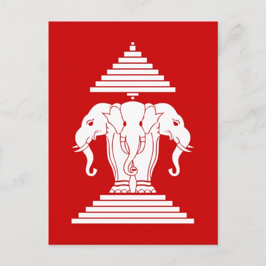 Weg drie kopende olifant Lao/Laos vlag Briefkaart (Voorkant)