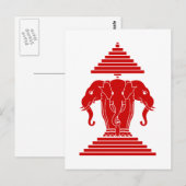 Weg drie kopende olifant Lao/Laos vlag Briefkaart (Voorkant / Achterkant)