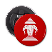 Weg drie kopende olifant Lao/Laos vlag Button Flesopener (Voorkant)