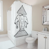 Weg drie kopende olifant Lao/Laos vlag Douchegordijn (In situ)