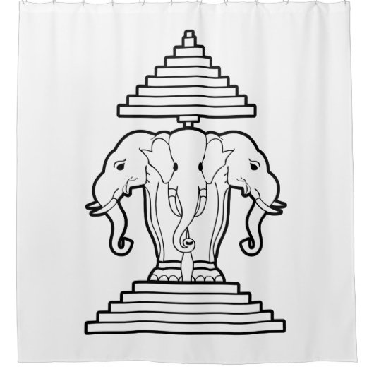 Weg drie kopende olifant Lao/Laos vlag Douchegordijn (Voorkant)