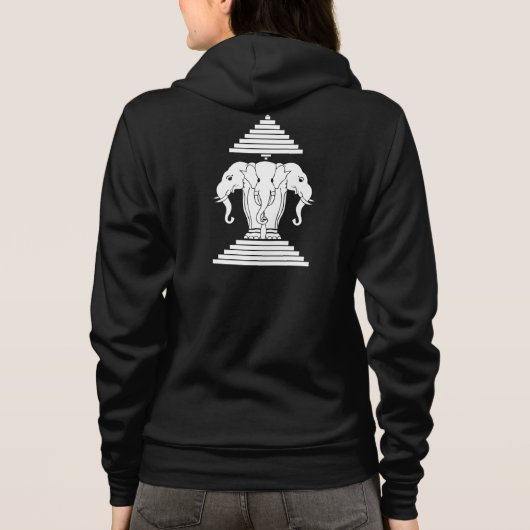 Weg drie kopende olifant Lao/Laos vlag Hoodie (Achterkant)